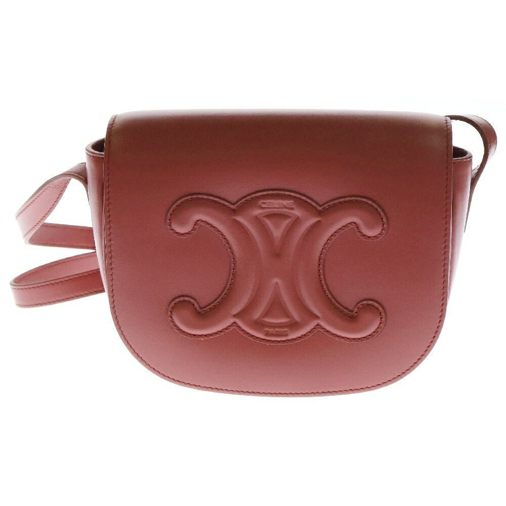 Celine Calfskin Shoulder Pink Bag Triomphe Cuir Folco